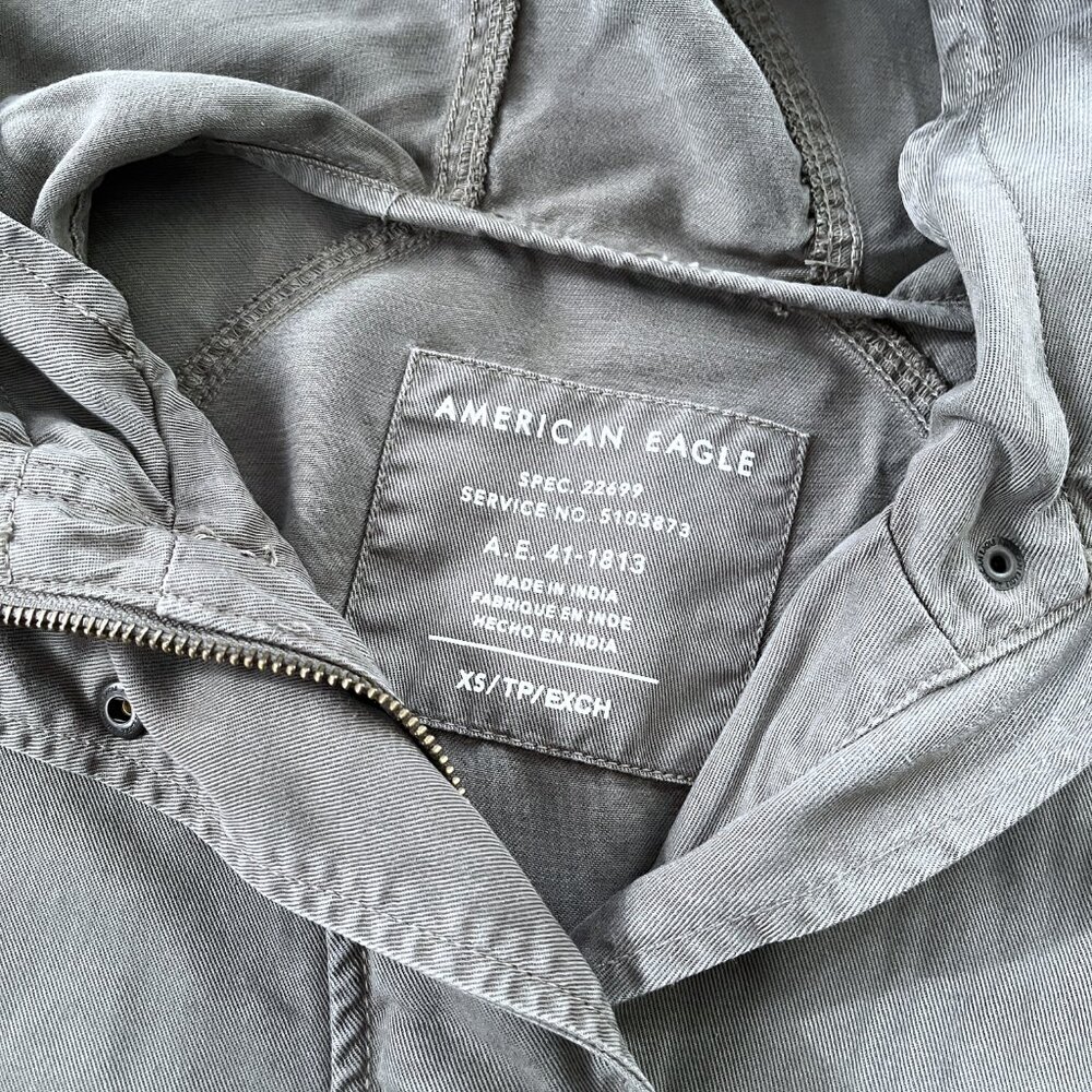 AEO American Eagle Hooded Military Jacket (Green) XS - Picture 5 of 12